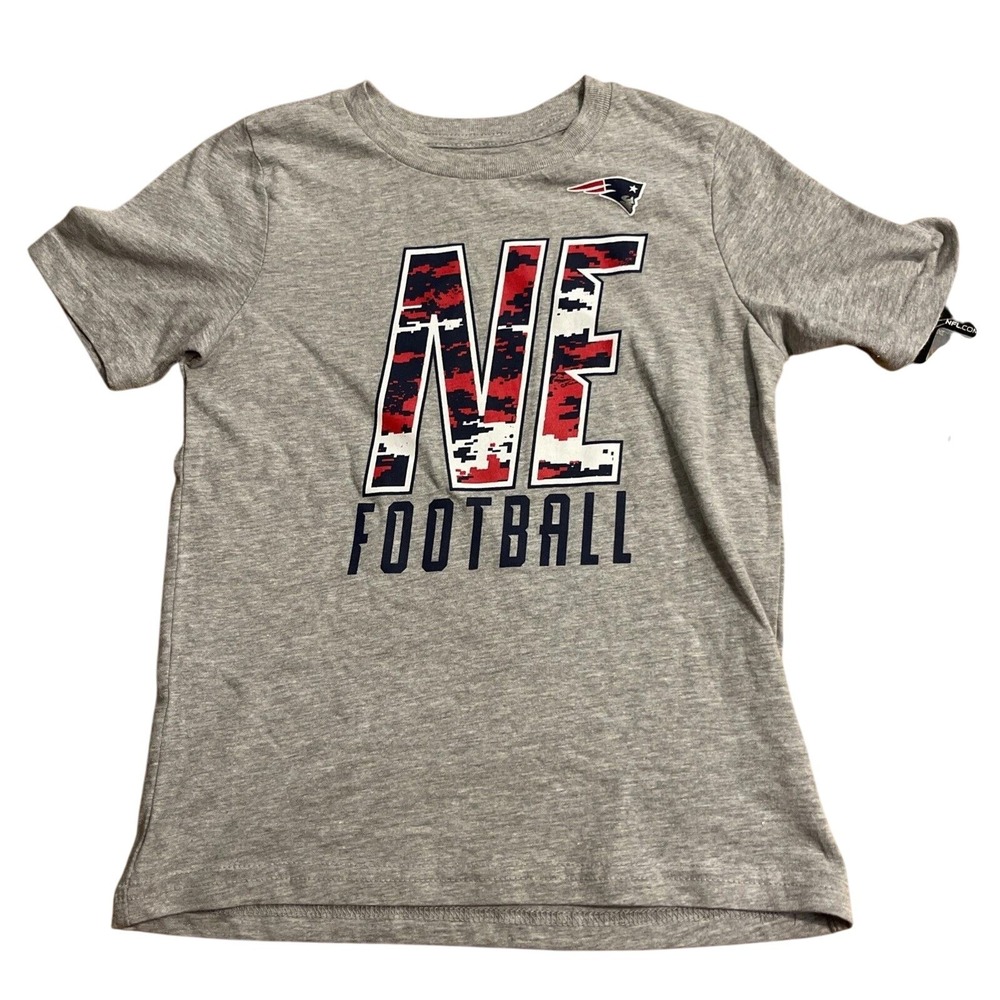 NFL New England Patriots Youth‎ Gray Graphic T-Shirt Size M (5/6) Football NWT